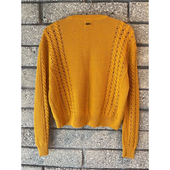 Volcom Womens Mustard Yellow Cable Knit Sweater XS - Picture 7 of 8